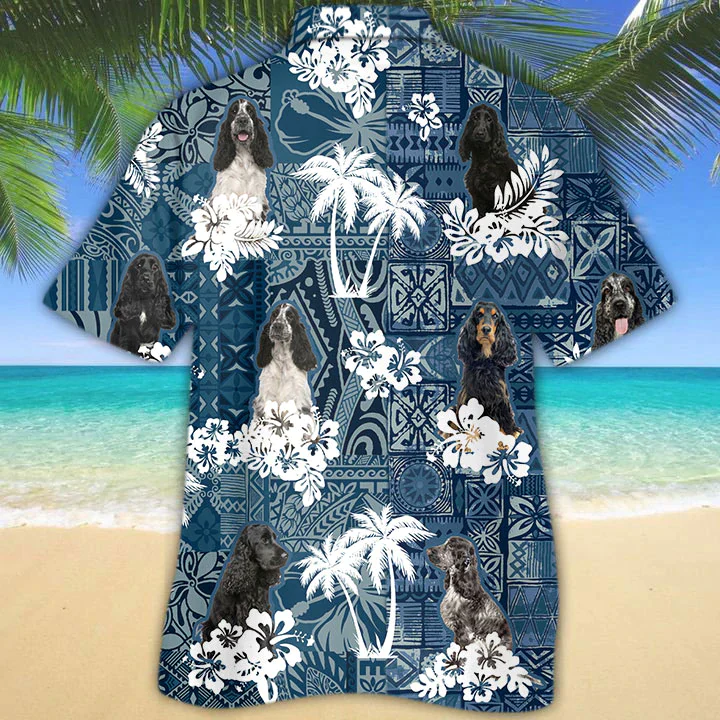 Black English Cocker Spaniel Trendy Hawaiian Shirt