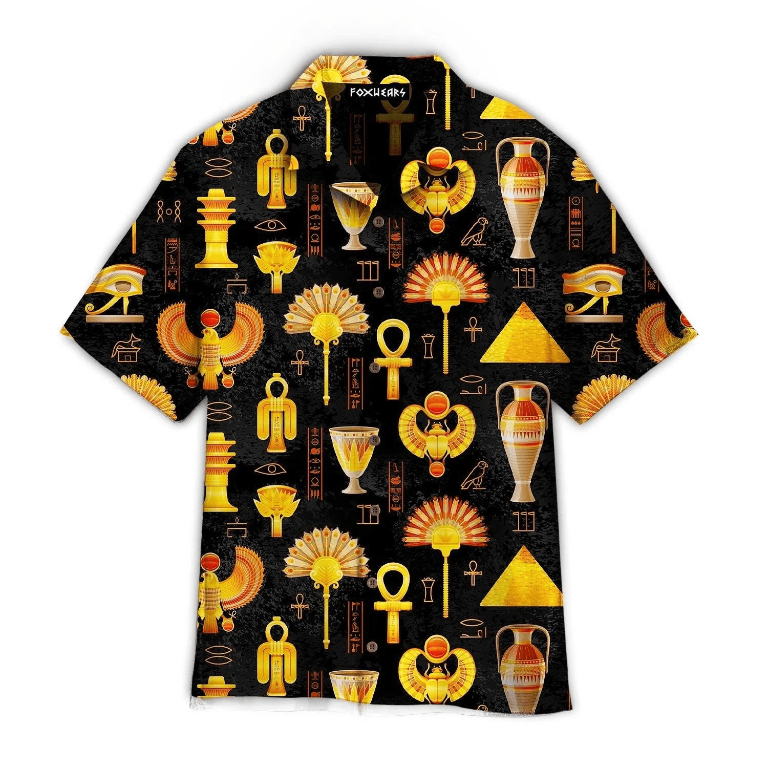 Black Grunge Ancient Egyptian Pattern Trendy Hawaiian Shirt
