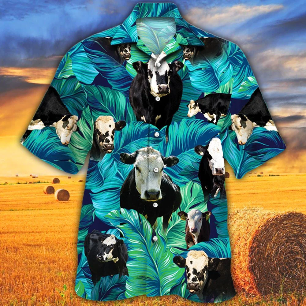 Black Hereford Cattle Lovers Trendy Hawaiian Shirt