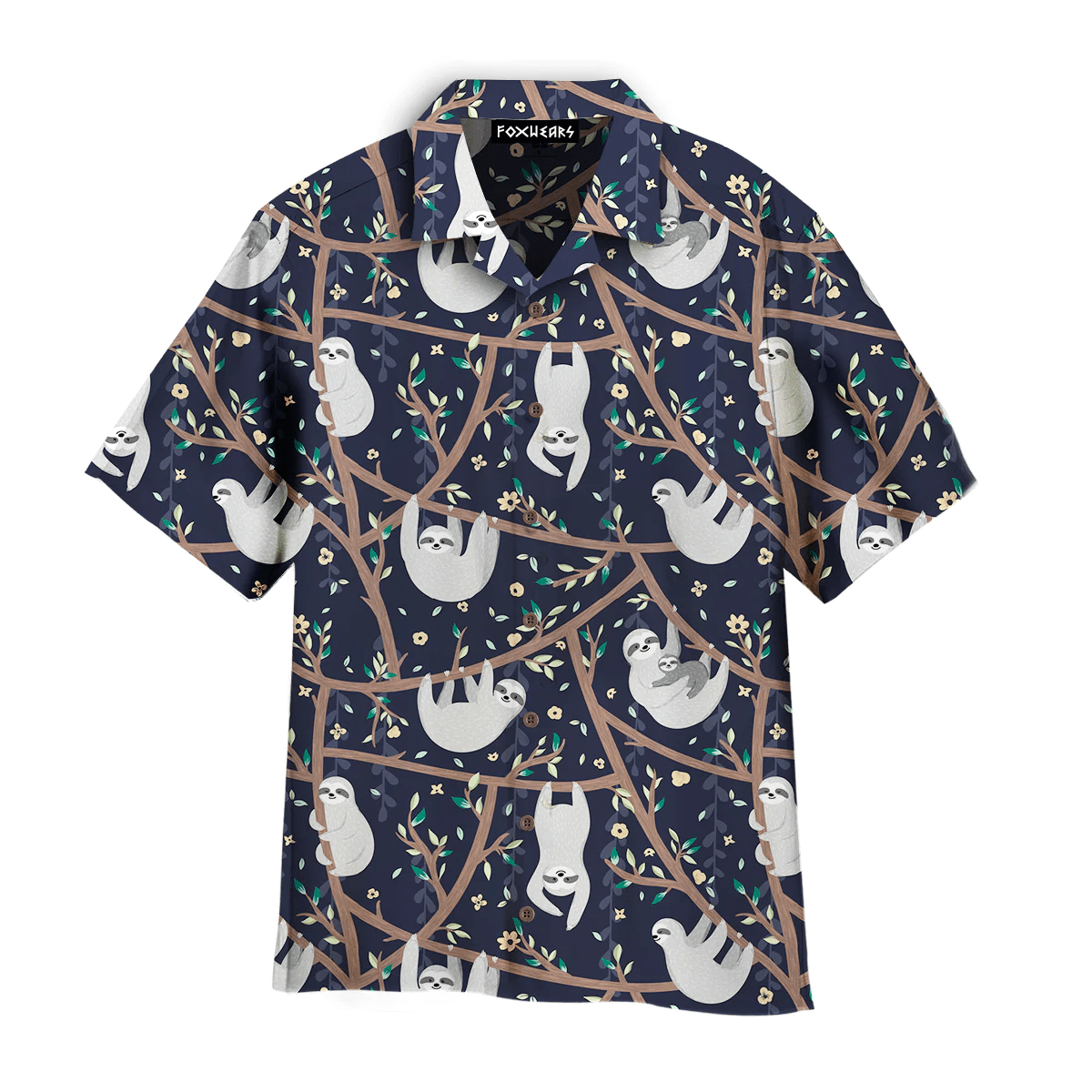 Black Lazy Sloth Trendy Hawaiian Shirt