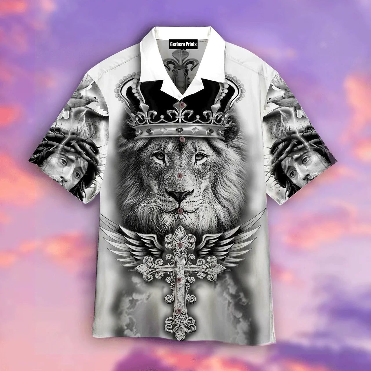 Black Lion King Jesus Aloha Hawaiian Shirts For Men And For Women