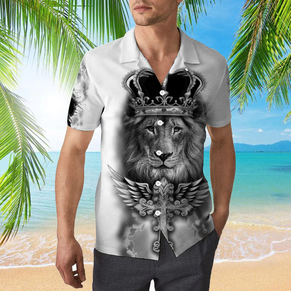 Black Lion King Trendy Hawaiian Shirt