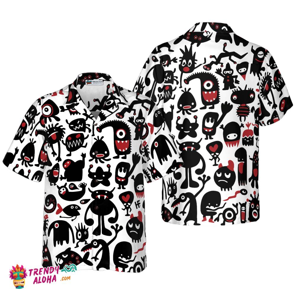Black Monsters For Halloween Hawaiian Shirt