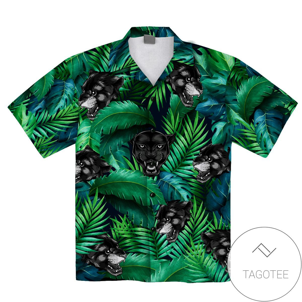 Black Panther Amidst Tropical Greens Hawaiian Shirt