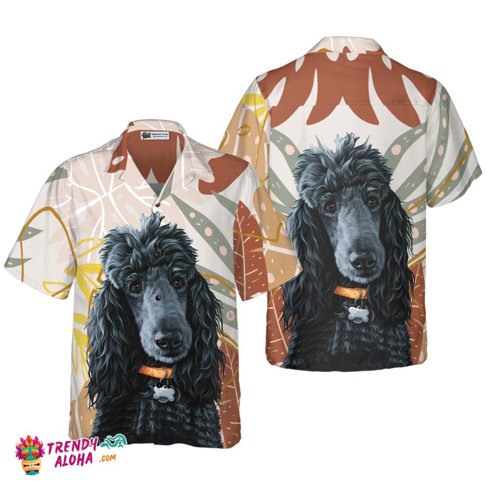 Black Poodle & The Brown Leaves Poodle Hawaiian Shirt, Best Dog Shirt For Men And Women