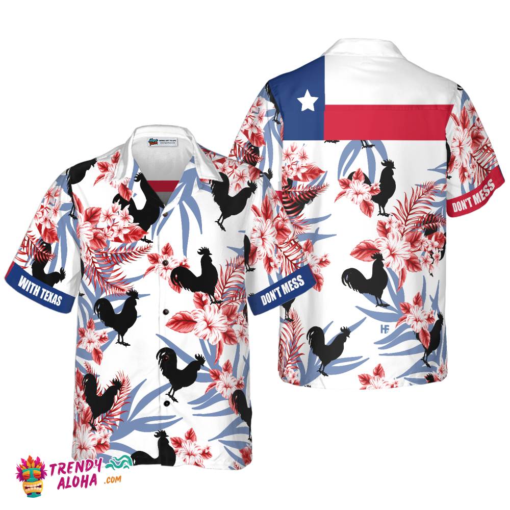 Black Rooster Texas Hawaiian Shirt
