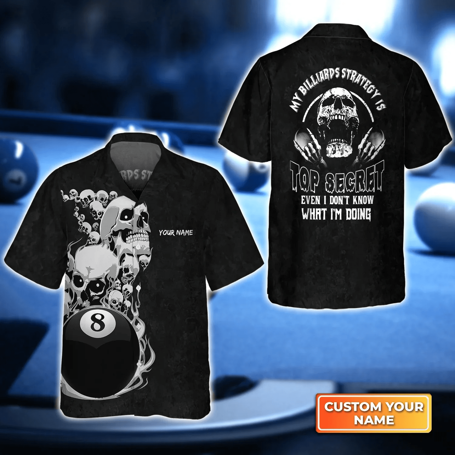 Black Skull Bowling Top Secret Trendy Hawaiian Shirt, Bowling Custom Trendy Hawaiian Shirt For Men, Women, Bowling Team