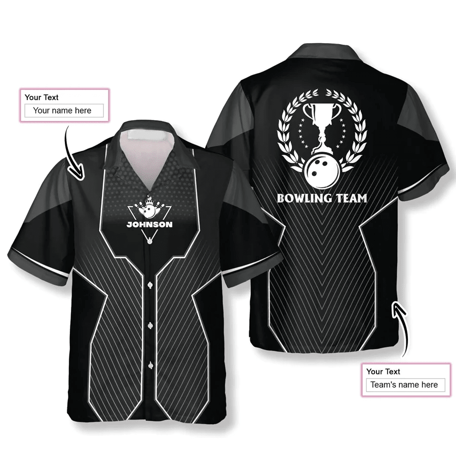 Black Sports Style Trophy Emblem Custom Bowling Trendy Hawaiian Shirt, Billiard Team Shirt, Billiard Player Black Sports Style Trophy Emblem Custom Bowling Trendy Hawaiian Shirt, Billiard Team Shirt, Billiard Player