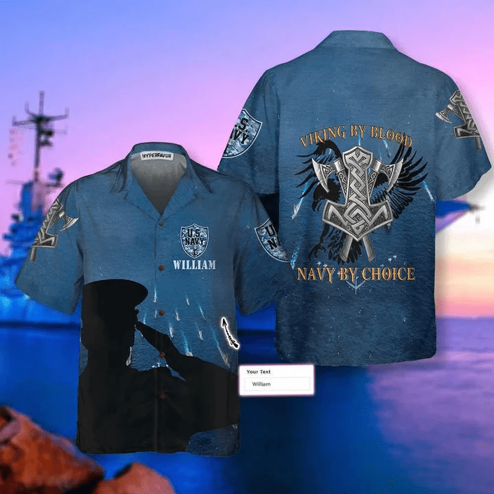 Black Veteran Silhouette Navy By Choice Custom Trendy Hawaiian Shirt