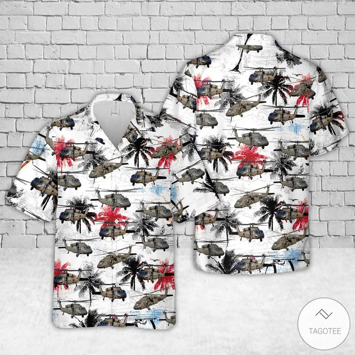 Blackhawk Helicopter Theme Vietnam Era Inspired Hawaiian Shirt