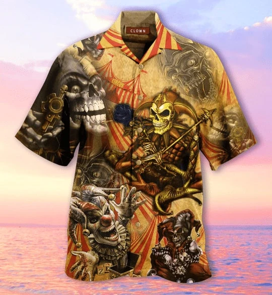 Blood A King In Heart Clown Skull Halloween Trendy Hawaiian Shirt
