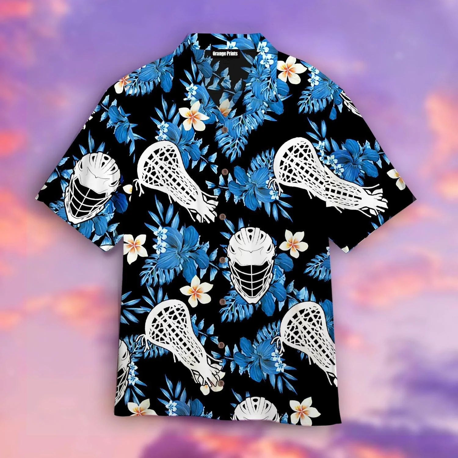 Blue Black Lacrosse Tropical Hawaiian Shirt