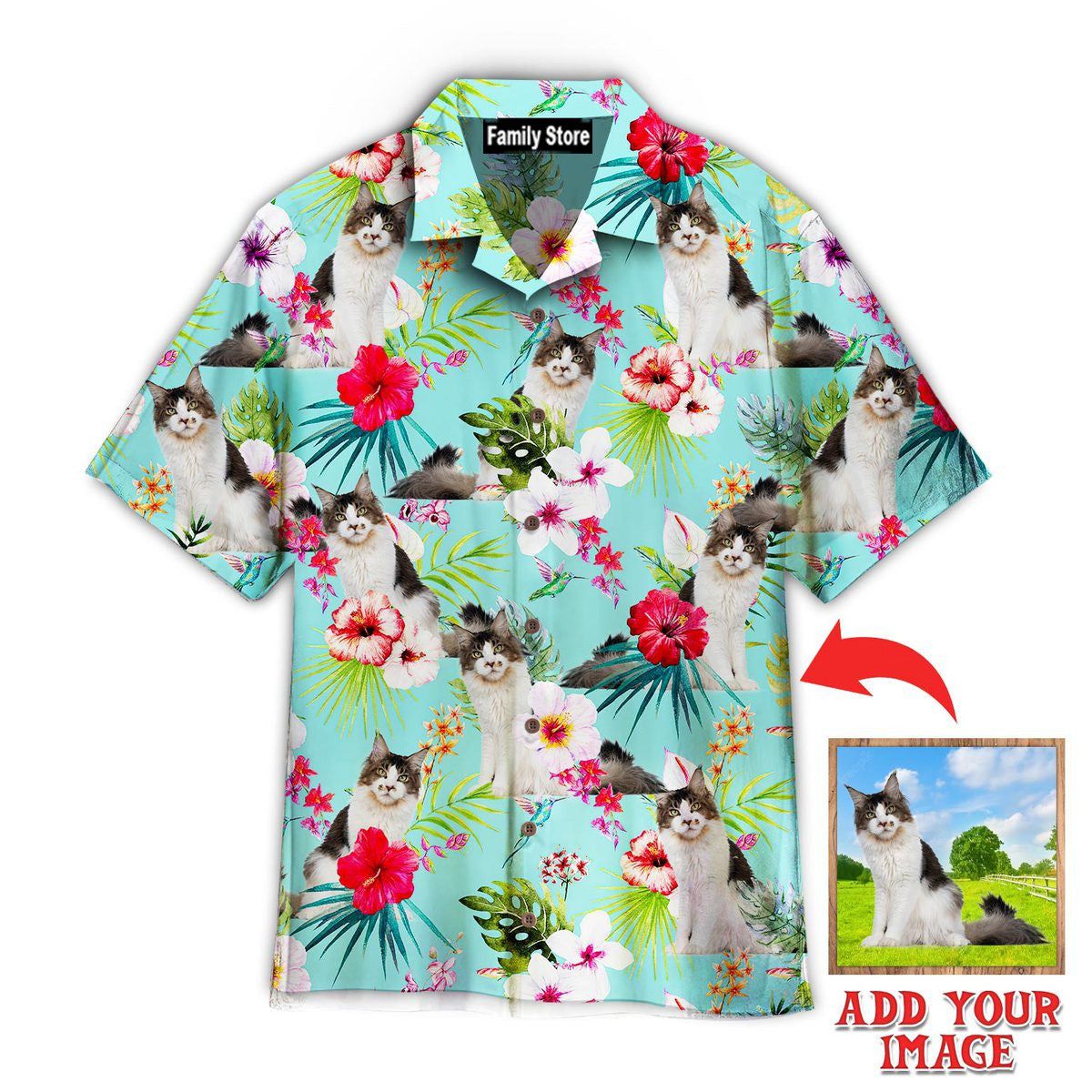 Blue Classic Tropical Maine Coon Cats Lover Custom Hawaiian Shirt