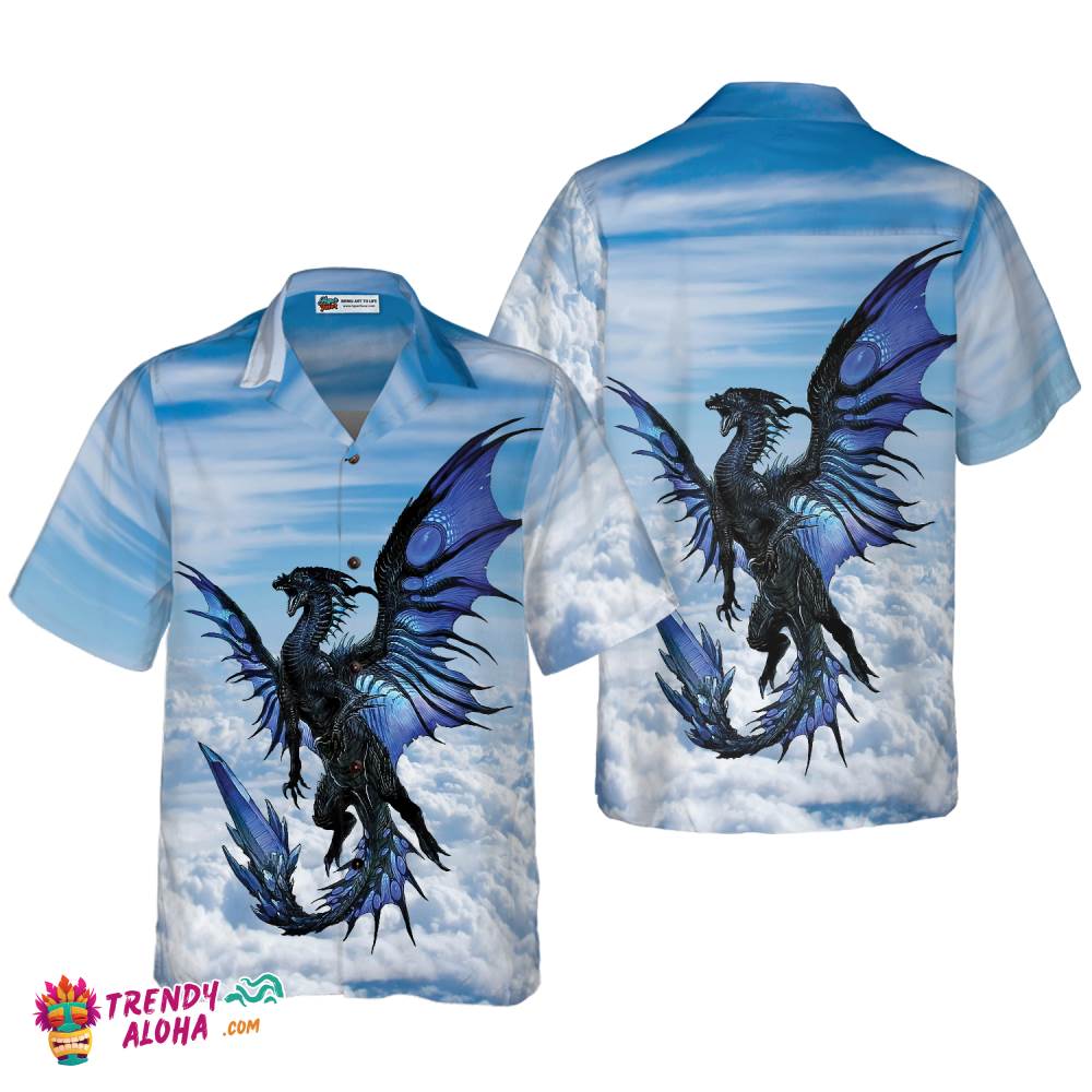 Blue Dragon On Blue Sky Hawaiian Shirt