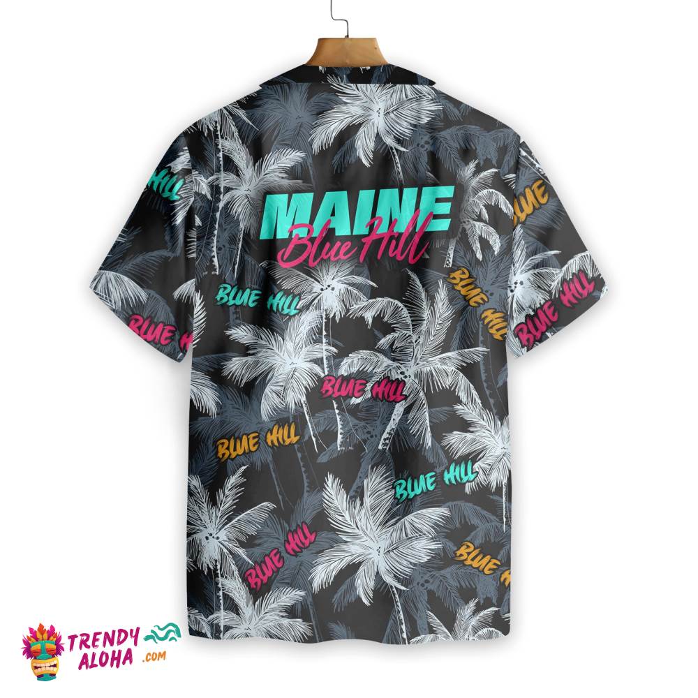 Blue Hill Beach Coconut Tree Seamless Hawaiian Shirt
