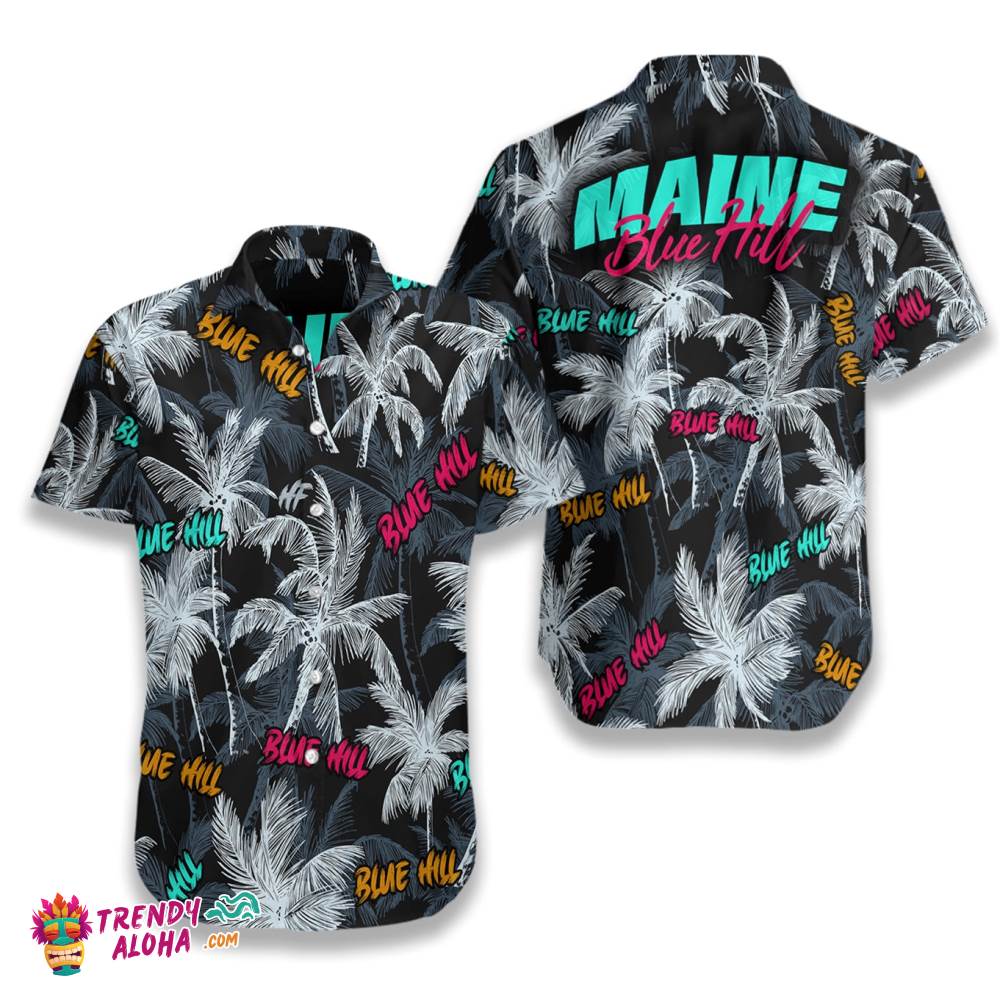 Blue Hill Beach Coconut Tree Seamless Hawaiian Shirt Blue Hill Beach Coconut Tree Seamless Hawaiian Shirt