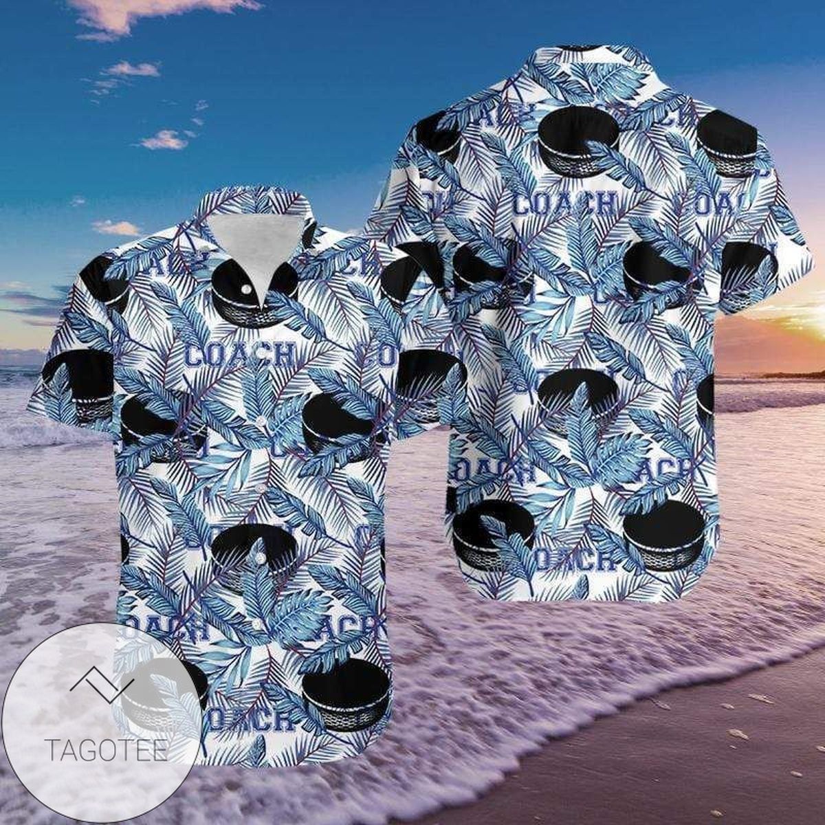 Blue Hockey Coach Hawaiian Shirt Design Elegance Tropical Exclusive