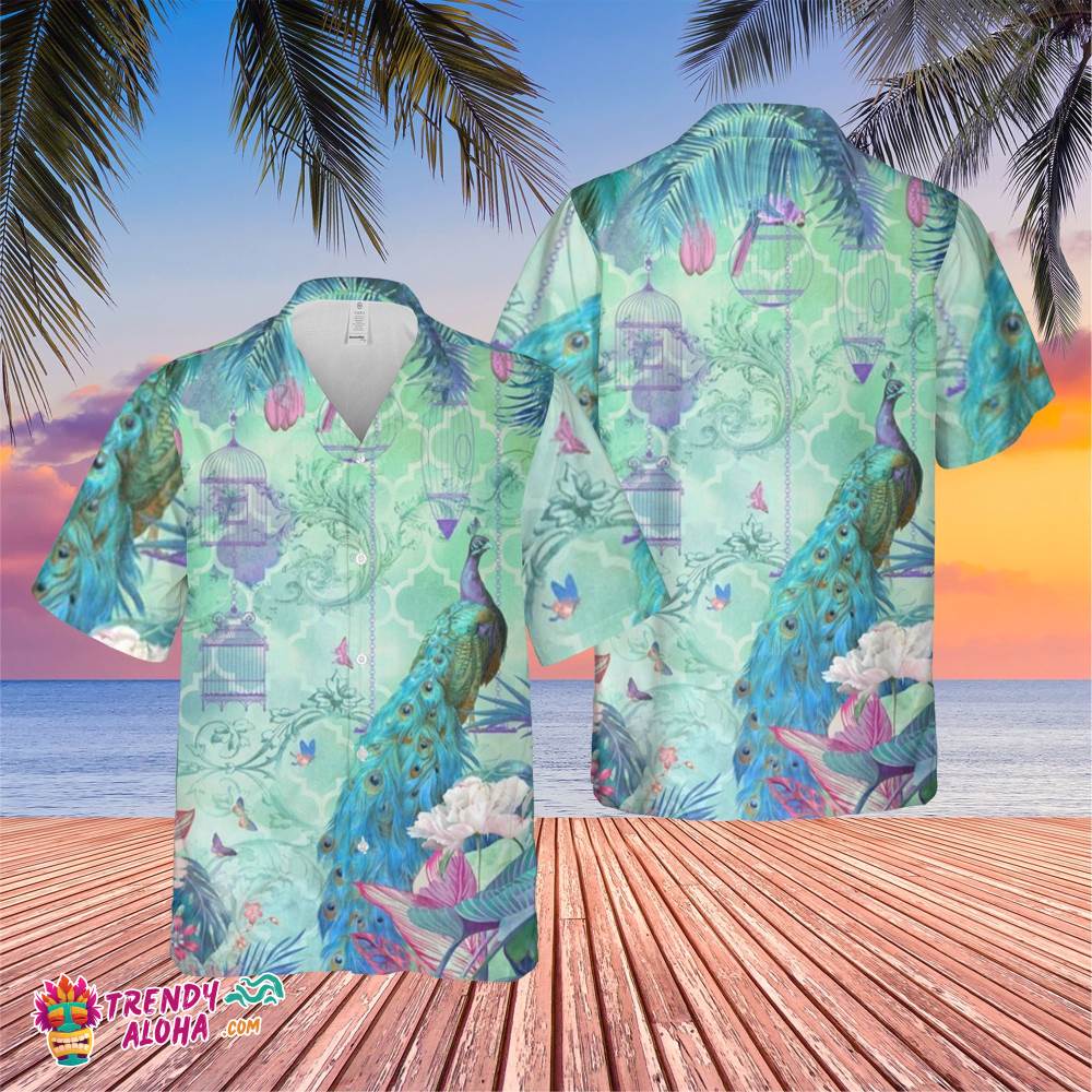 Blue Peacock Trending Hawaiian Shirt, Summer Vacation Hawaiian Shirt Blue Peacock Trending Hawaiian Shirt, Summer Vacation Hawaiian Shirt