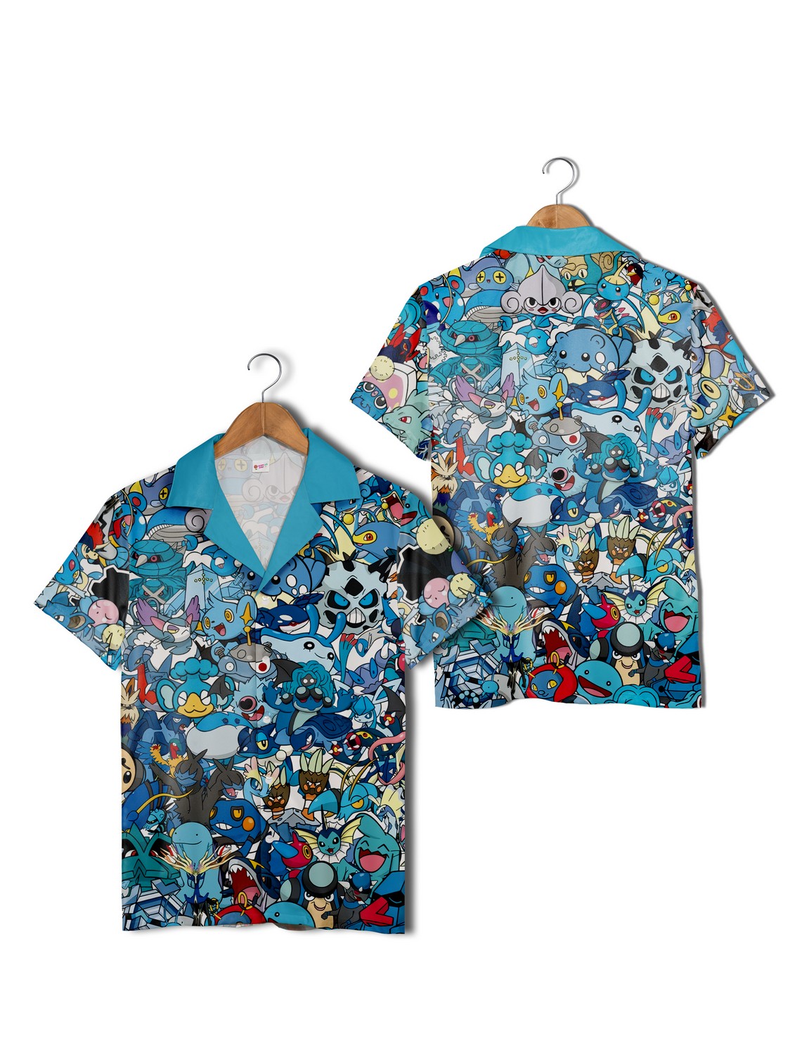 Blue Pokemon Hawaiian Shirt Aloha, Anime Button Up Aloha Shirt Short Set Blue Pokemon Hawaiian Shirt Aloha, Anime Button Up Aloha Shirt Short Set