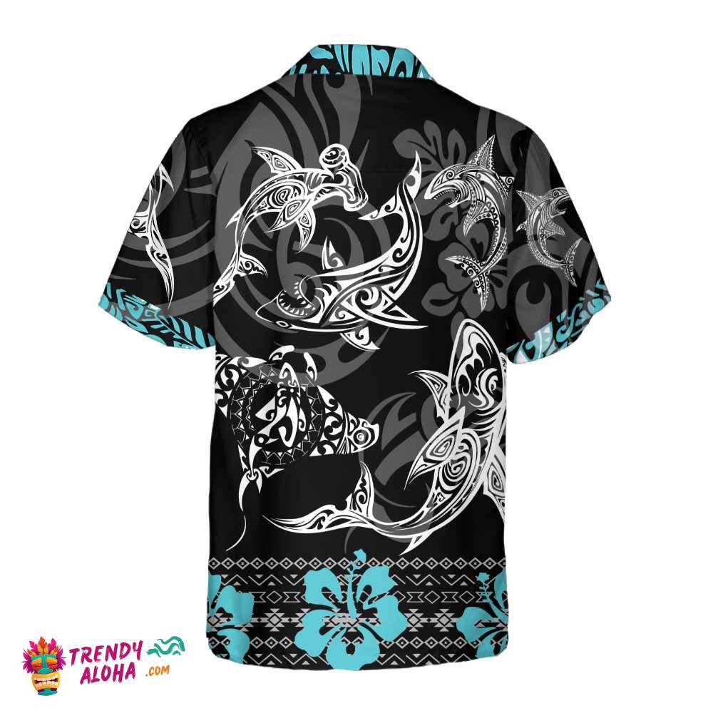 Blue Shark Hawaiian Shirt, Shark Button Up Shirt For Adults, Shark Print Shirt