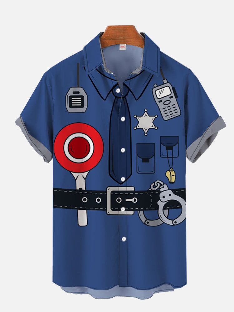 Blue Sheriff Uniform Printing Short Sleeve Aloha Hawaiian Shirt Blue Sheriff Uniform Printing Short Sleeve Aloha Hawaiian Shirt