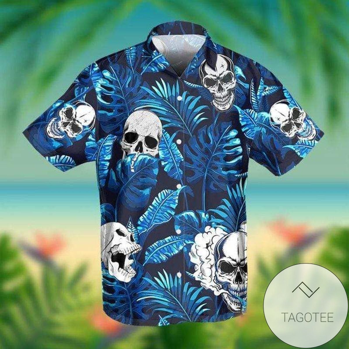 Blue So Cool Skull Tropical Shirts Hawaiian Shirt