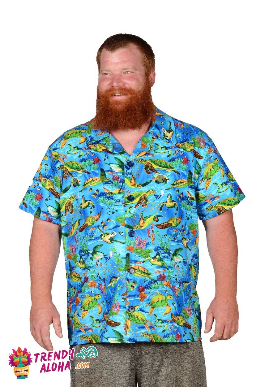 Blue Tropical Fish Pattern Ocean Life Inspired Hawaiian Shirt