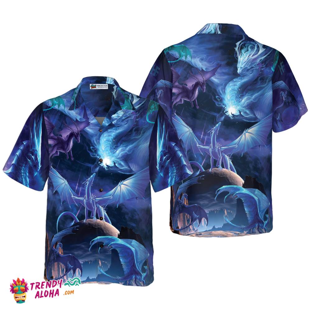 Blue Universe Dragon Hawaiian Shirt