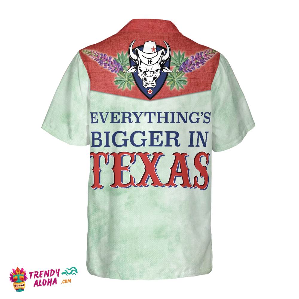 Bluebonnet Cowboy Texas Vintage Western Hawaiian Shirt, Everything’s Bigger In Texas Shirt, Texas Home Shirt For Men