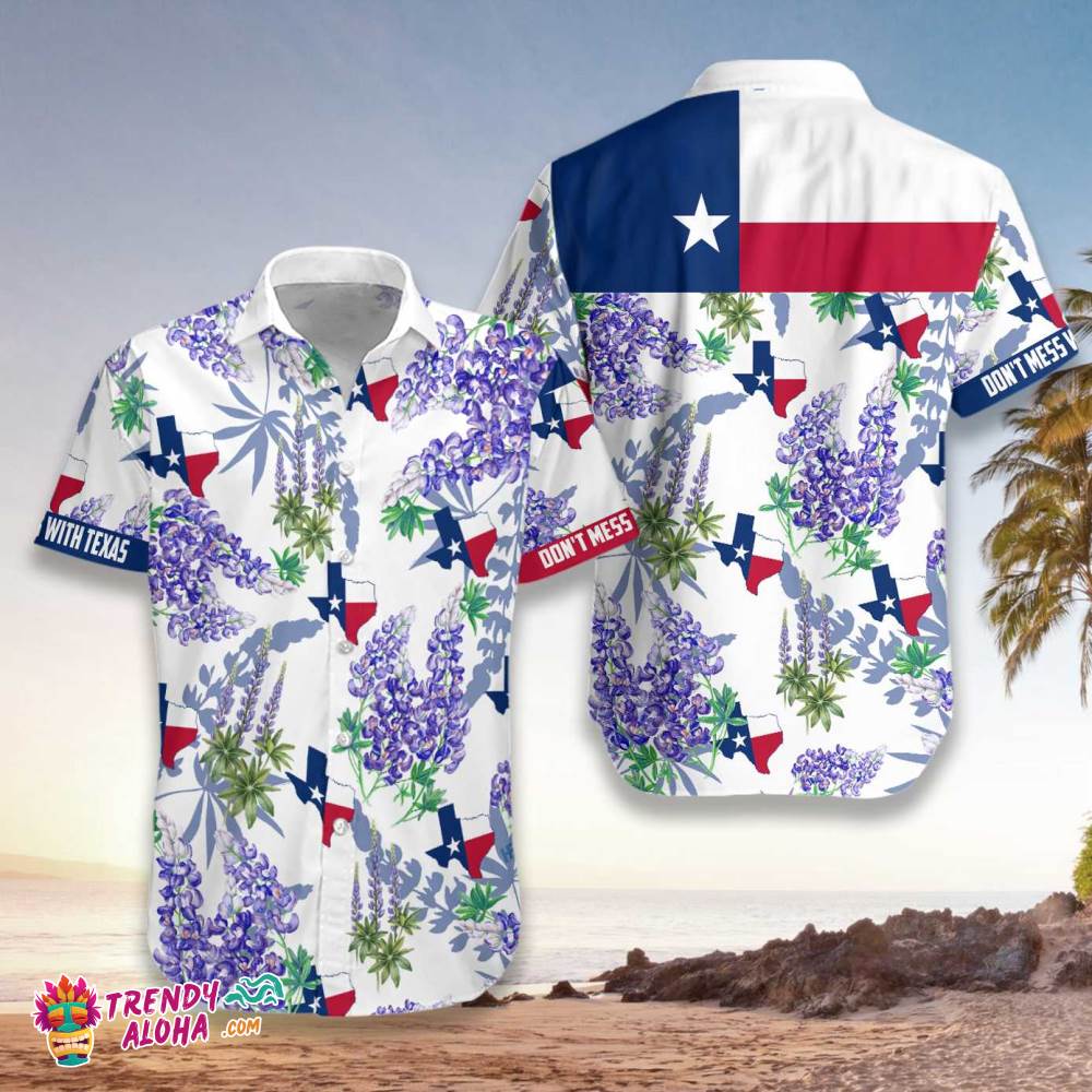 Bluebonnet Texas Hawaiian Shirt Purple Version, Button Down Floral And Flag Texas Shirt, Proud Texas Shirt For Men Bluebonnet Texas Hawaiian Shirt Purple Version, Button Down Floral And Flag Texas Shirt, Proud Texas Shirt For Men