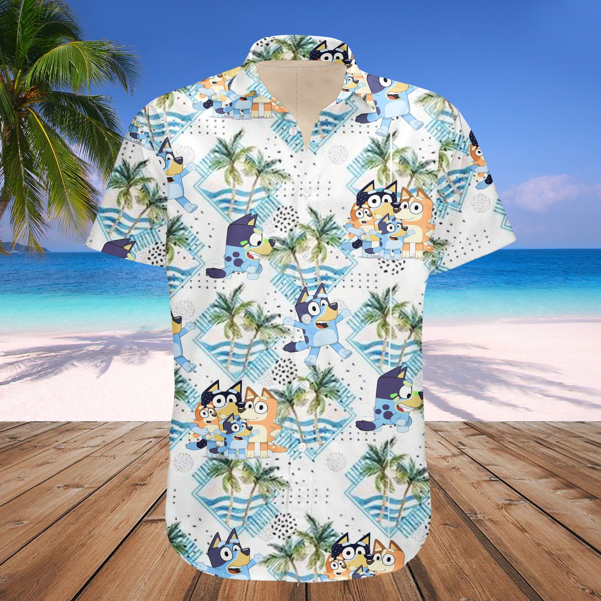 Bluey Family and Dad Life Featured in Hawaiian Shirt