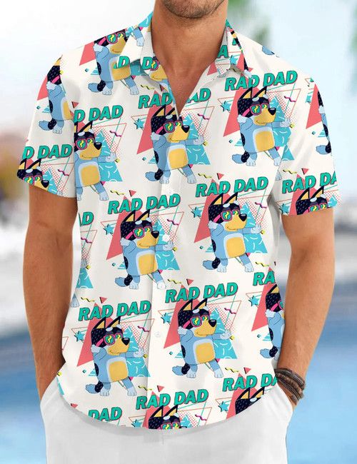 Bluey Rad Dad Tropical Hawaii Style Shirt Beach Theme Collection