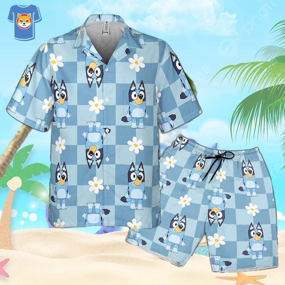 Bluey Summer 3D Hawaiian Shirt And Short Beach Gift For Men And Women