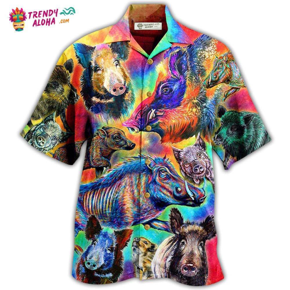 Boar Colorful Wild Boar In Colorful Background Hawaiian Shirt – Trendy Aloha Boar Colorful Wild Boar In Colorful Background Hawaiian Shirt – Trendy Aloha