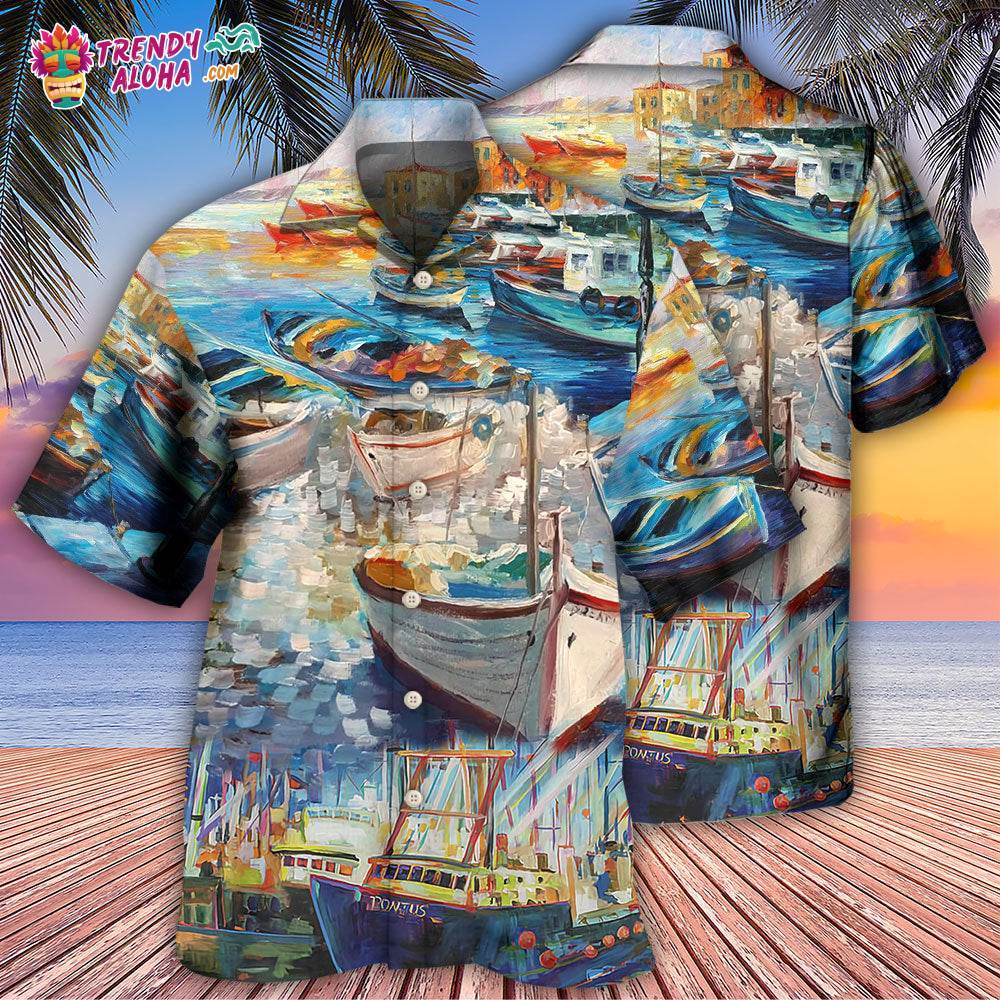 Boat Art Style Hawaiian Shirt – Trendy Aloha