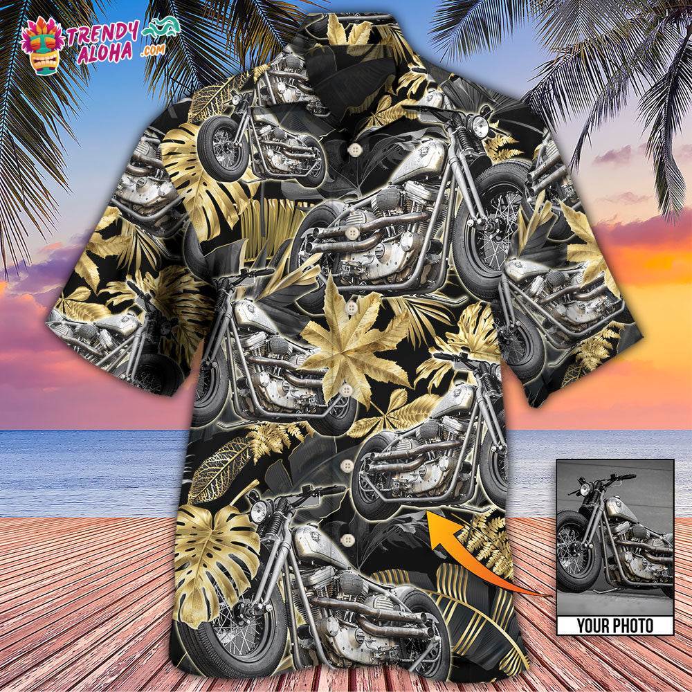 Bobber Motorcycle Tropical Vibe Custom Photo Hawaiian Shirt – Trendy Aloha