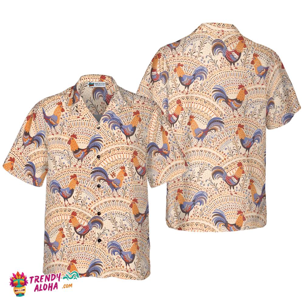 Boho Chicken Pattern Hawaiian Shirt Boho Chicken Pattern Hawaiian Shirt