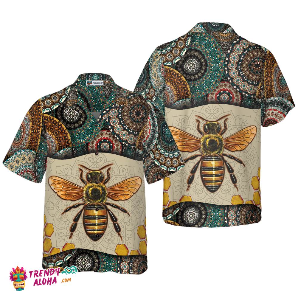 Boho Mandala Bee Hawaiian Shirt Boho Mandala Bee Hawaiian Shirt