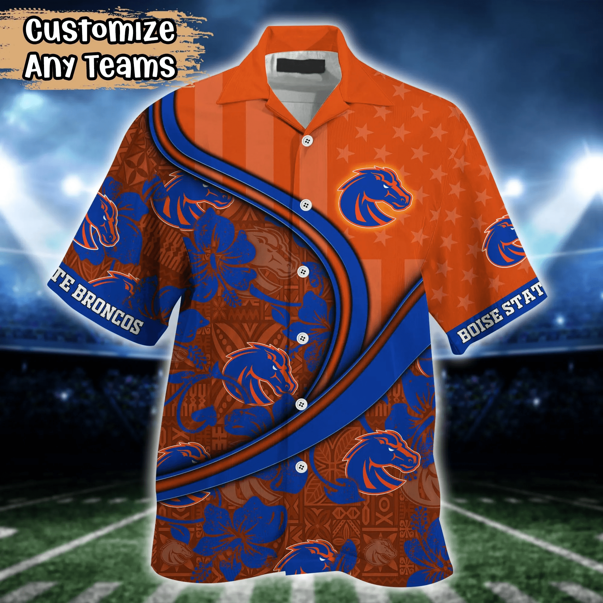 Boise State Broncos NCAA Us Flag Hawaiian Shirt Custom Summer Aloha Shirt