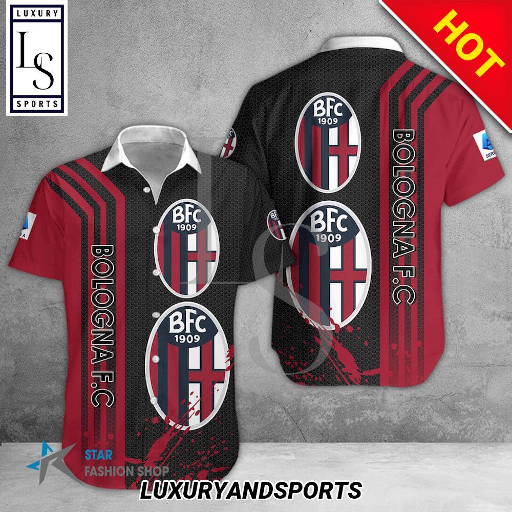 Bologna Fc Red Black Hawaiian Shirt