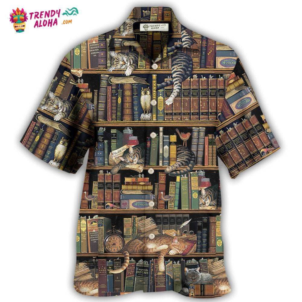 Book And Cat Vintage Hawaiian Shirt – Trendy Aloha