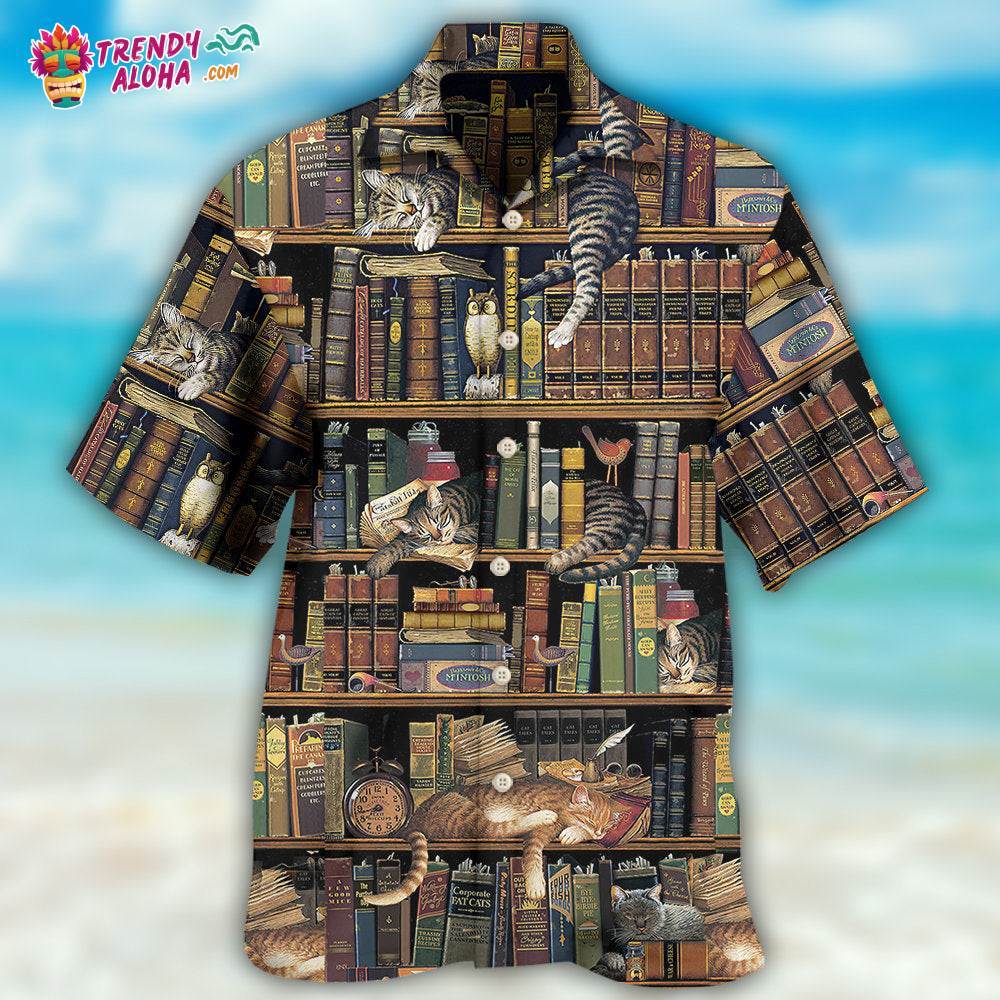 Book And Cat Vintage Hawaiian Shirt – Trendy Aloha