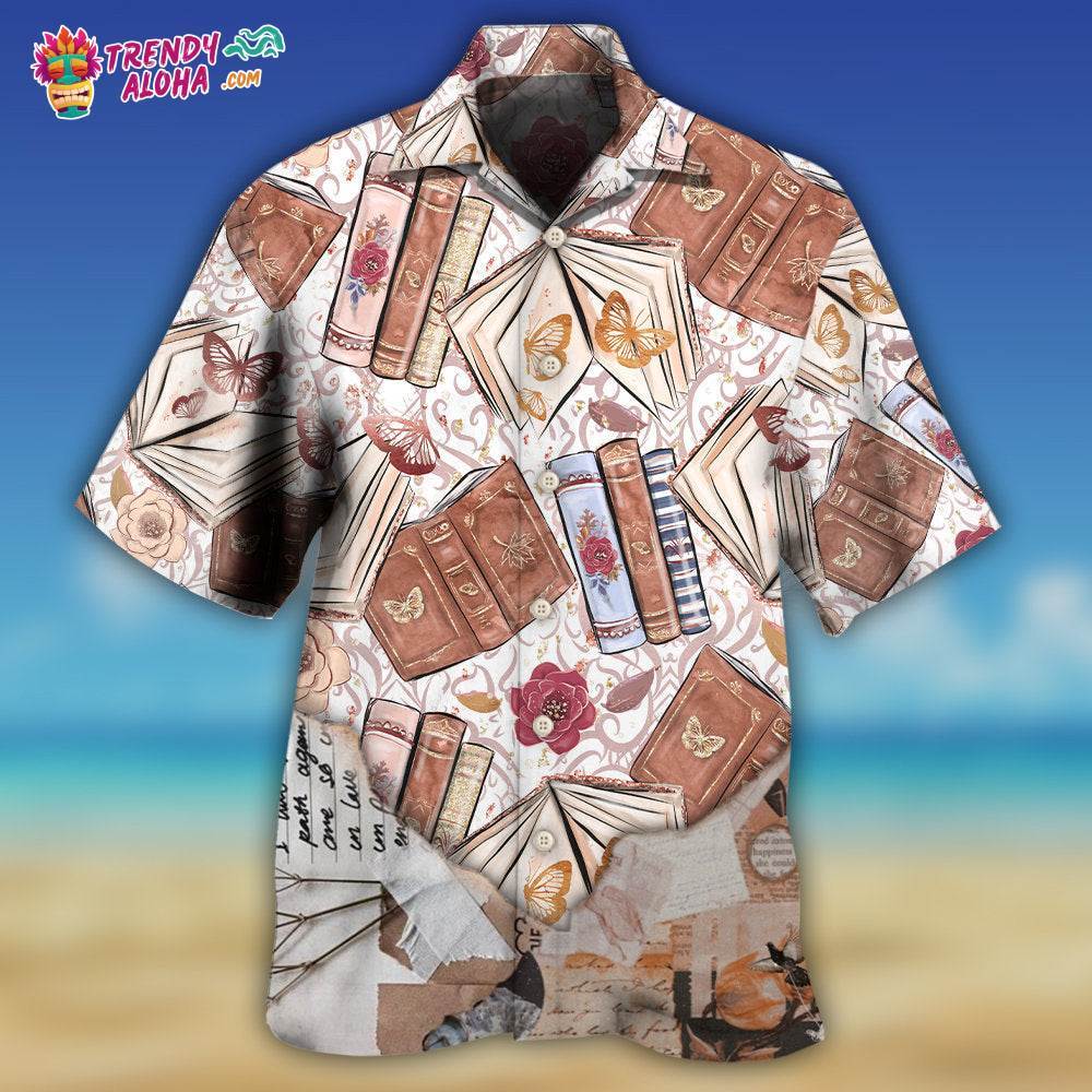 Book With Flower And Butterfly Hawaiian Shirt – Trendy Aloha