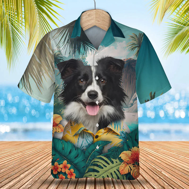 Border Collie 3D Tropical Trendy Hawaiian Shirt, Dog Lover Trendy Hawaiian Shirt, Summer Gift For Men And Women