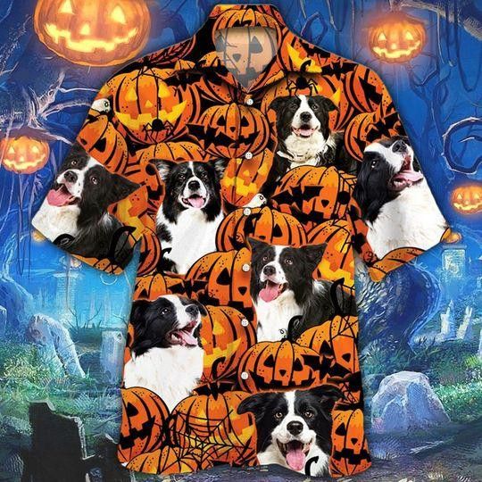 Border Collie Dog Halloween Pumpkin Trendy Hawaiian Shirt For