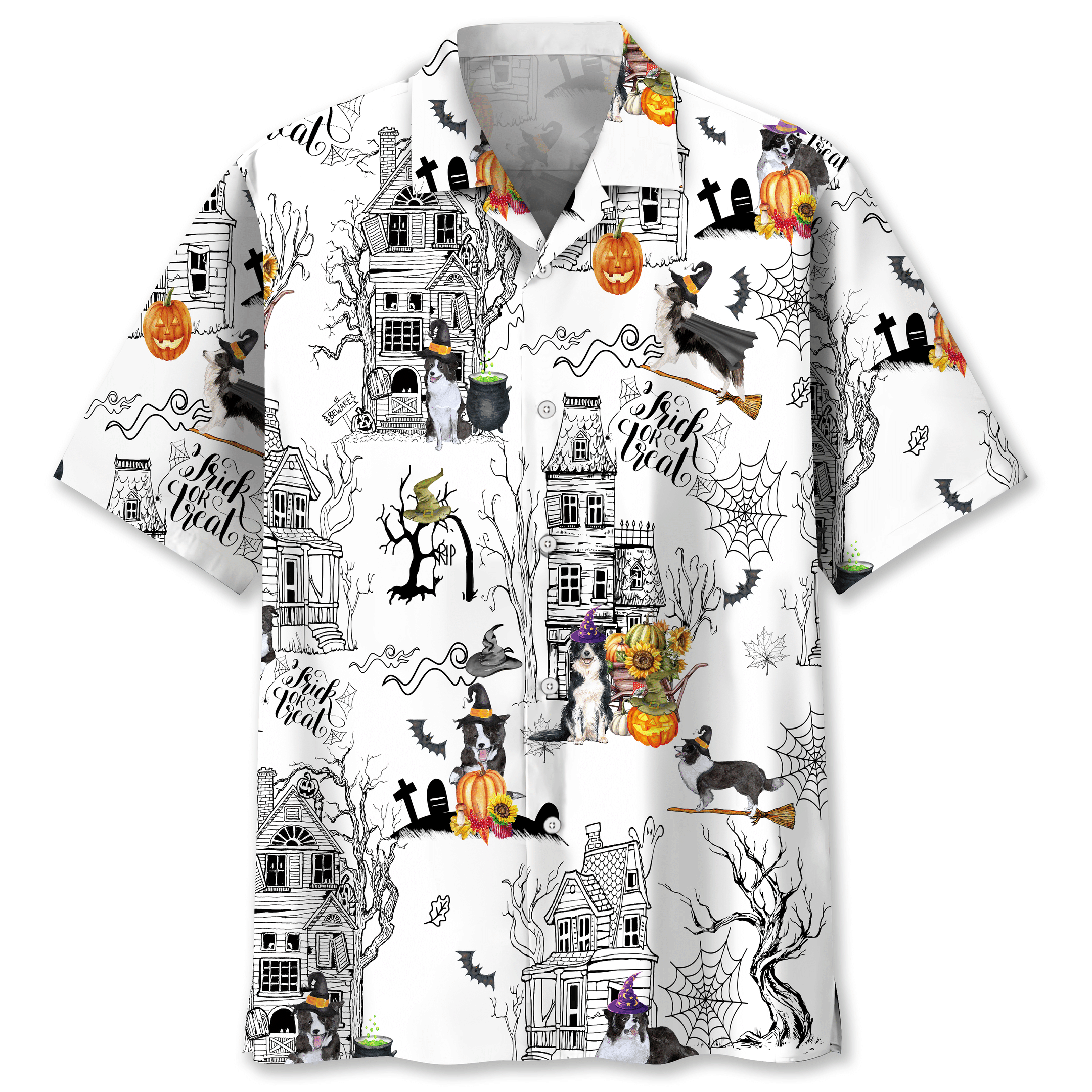 Border Collie Halloween Trendy Hawaiian Shirt