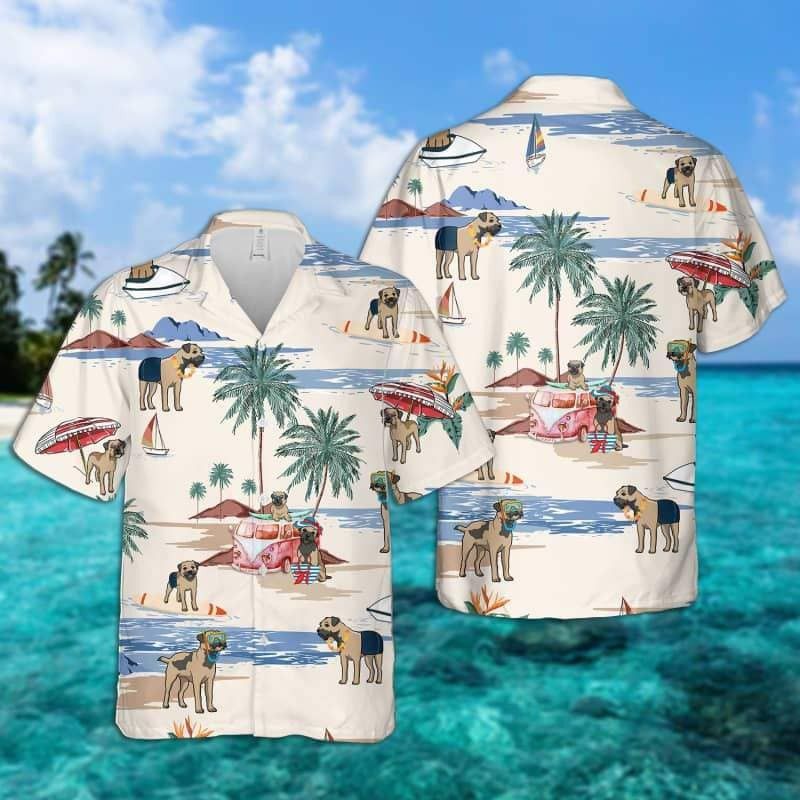 Border Terrier Summer Beach Trendy Hawaiian Shirt, Dog Beach Short Sleeve Trendy Hawaiian Shirt