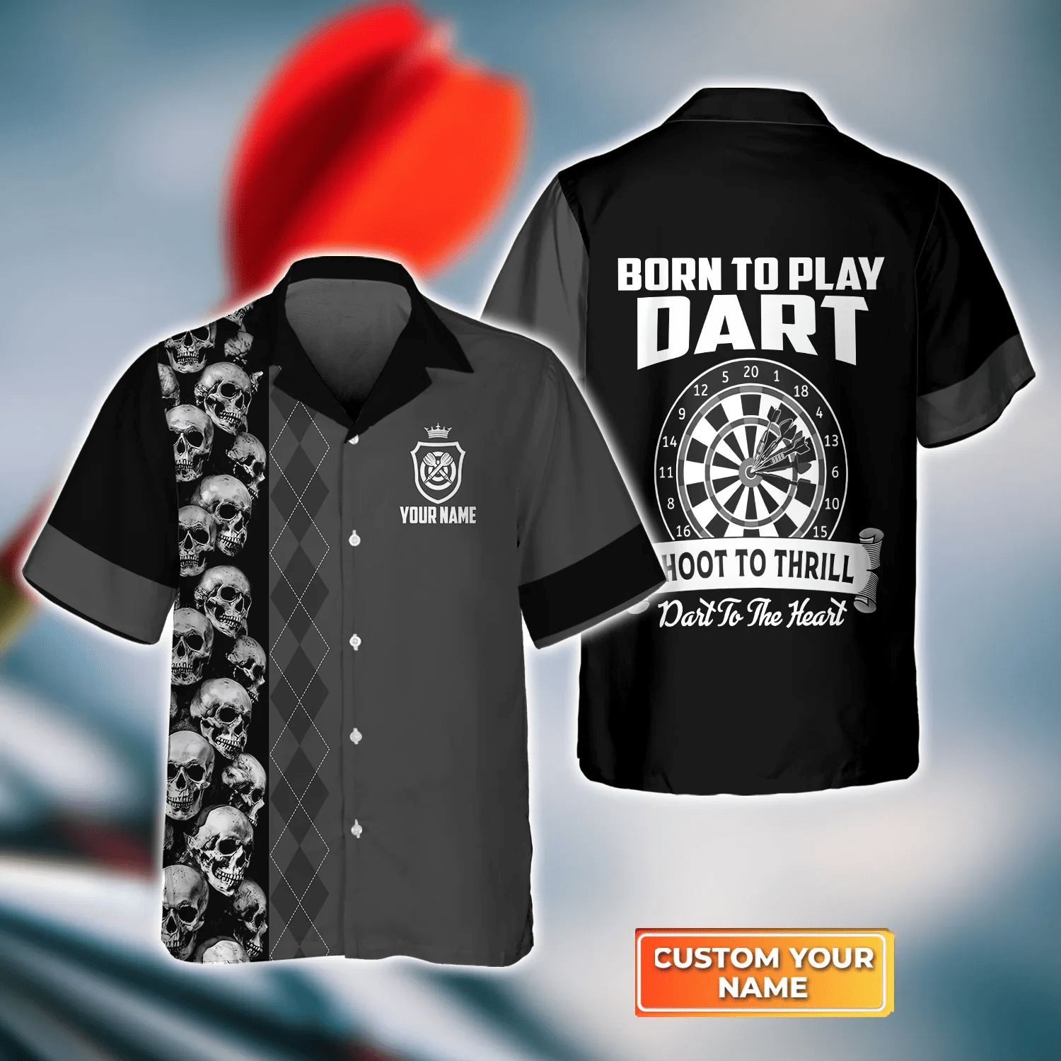 Born To Play Dart Shoot To Thrill 3D Trendy Hawaiian Shirt, Darts Trendy Hawaiian Shirt For Men, Women, Darts Team Shirt