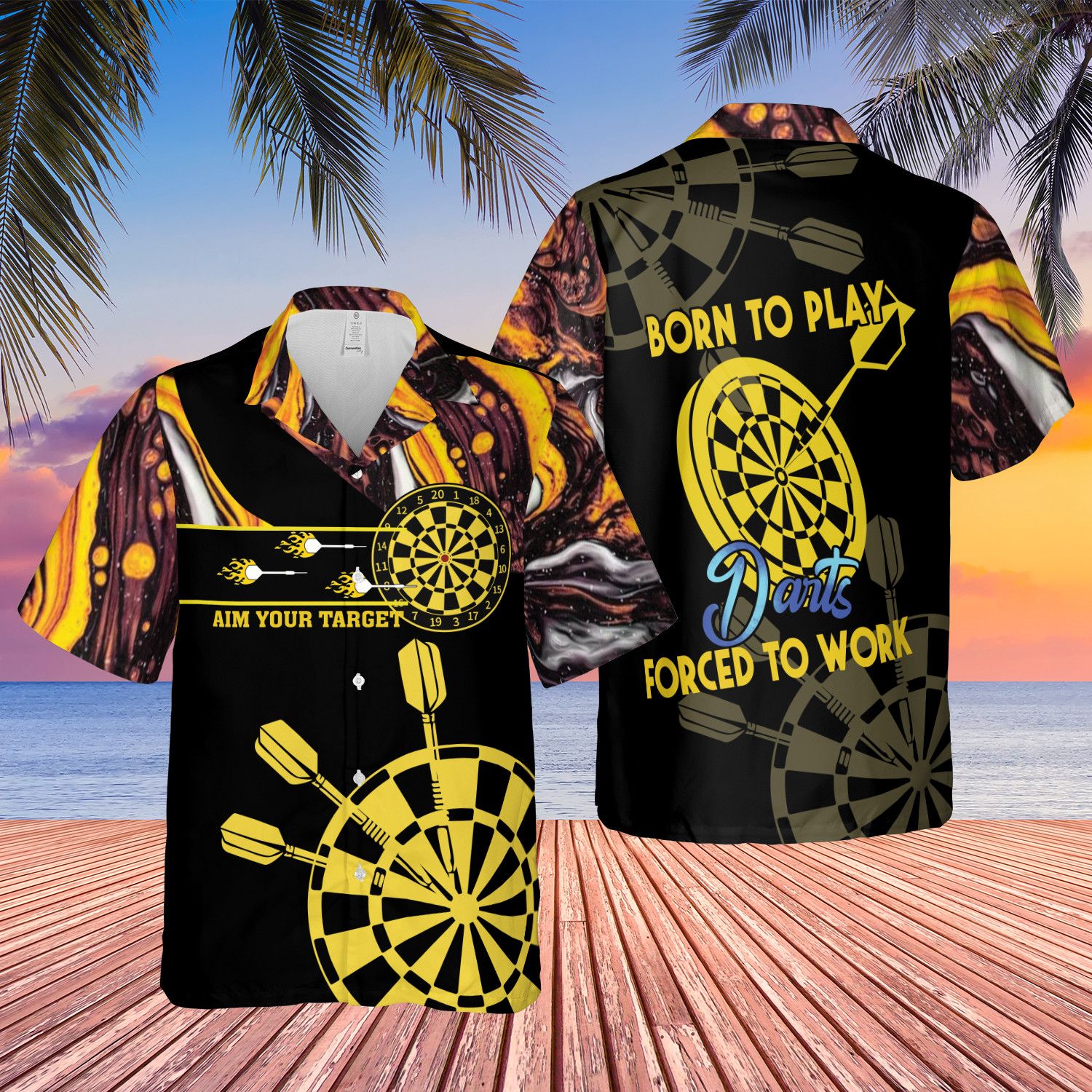 Born To Play Darts 3D Hawaiian Shirt For Men And Women