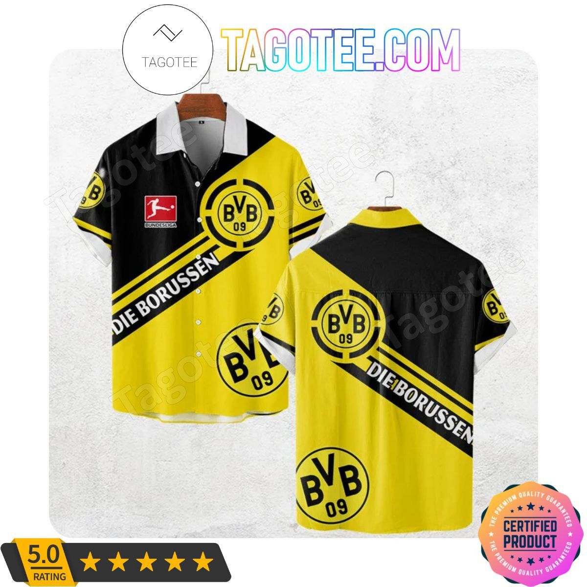 Borussia Dortmund Black Yellow Die Borussen Hawaiian Shirt